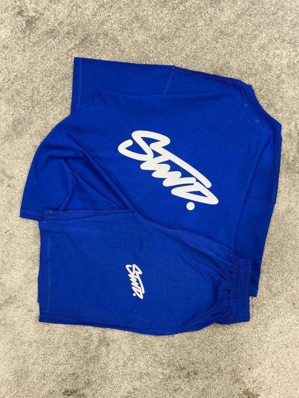 ست تیشرت شلوارک آبی کاربنی