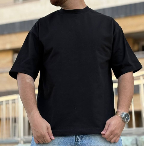 تیشرت بیسیک مشکی گرم بالا پارچه ماکان